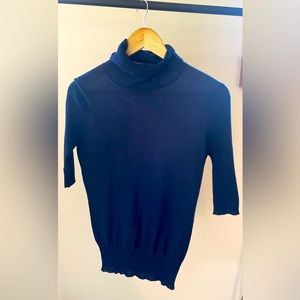 Michael Stars Short Sleeve Turtle Neck Sweater in Navy